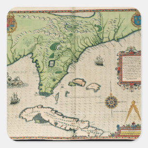 Map of Florida, from 'Brevis Narratio' Square Sticker
