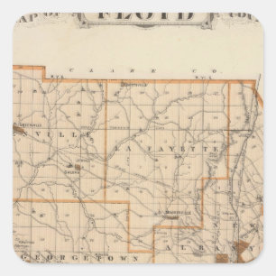 Map of Floyd County Square Sticker