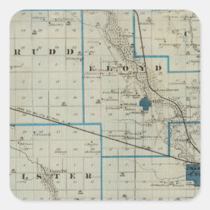 Map of Floyd County, State of Iowa Square Sticker