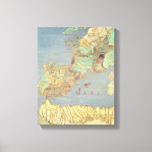 Map of France, Spain and North-West Africa Canvas Print