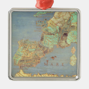 Map of France, Spain and North-West Africa Metal Tree Decoration