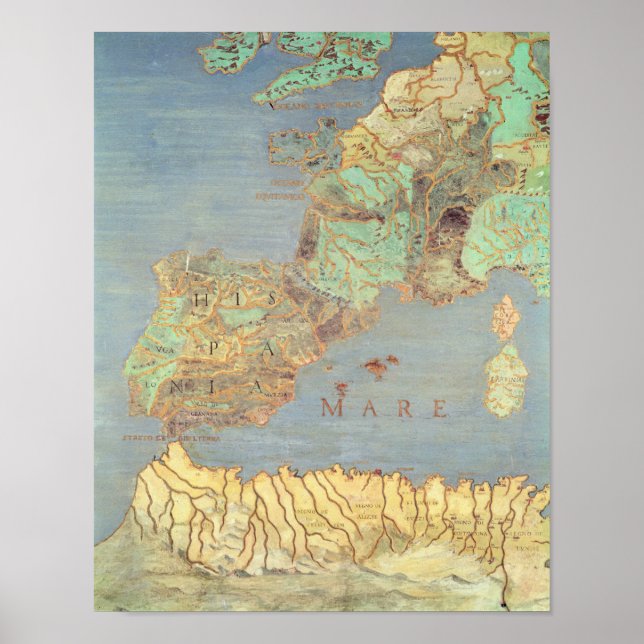 Map of France, Spain and North-West Africa Poster (Front)