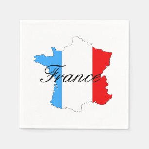 Map of France with French Flag Inside Map Napkin