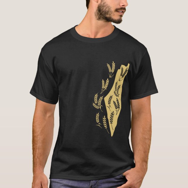 Map of Free Palestine Palestinian Sunbula gold T-Shirt (Front)