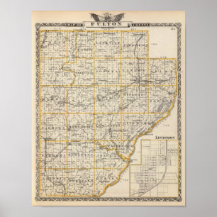 Map of Fulton County and Lewistown Poster