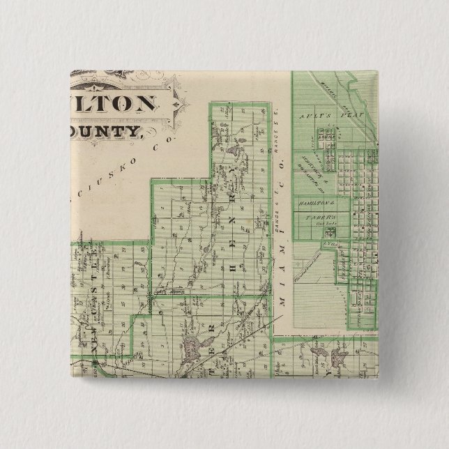 Map of Fulton County with Rochester, Fulton Co 15 Cm Square Badge (Front)