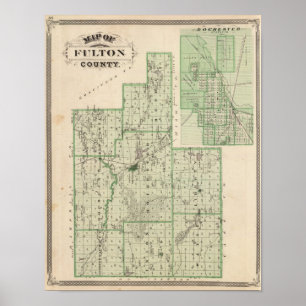 Map of Fulton County with Rochester, Fulton Co Poster