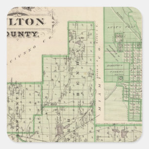 Map of Fulton County with Rochester, Fulton Co Square Sticker