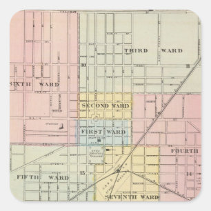 Map of Galesburg City, and Monmouth and Aledo Square Sticker