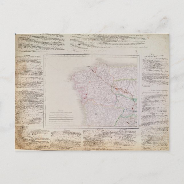 Map of Galicia with the route of the French army Postcard (Front)