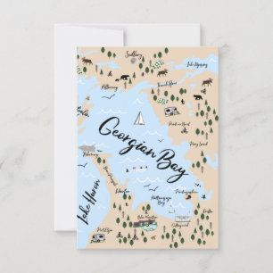 Map of Georgian Bay Note Card