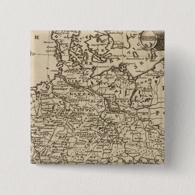 Map of Germany 15 Cm Square Badge (Front)