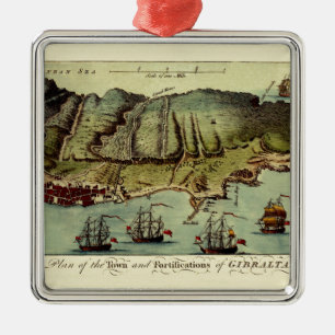 Map Of Gibraltar 1765 Metal Tree Decoration