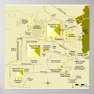 Map of Giza pyramid complex Diagram  Poster