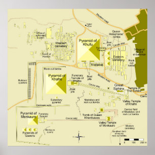 Map of Giza pyramid complex Diagram  Poster