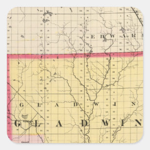 Map of Gladwin County, Michigan Square Sticker