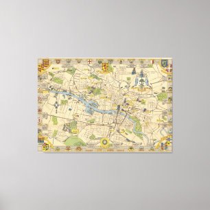 Map of Glasgow, England Canvas Print