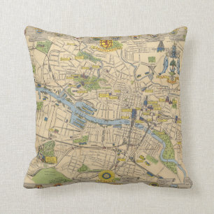 Map of Glasgow, England Cushion