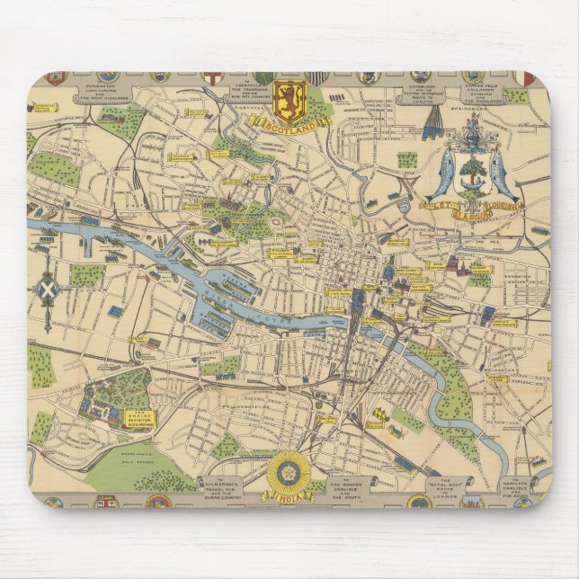 Map of Glasgow, England Mouse Mat (Front)