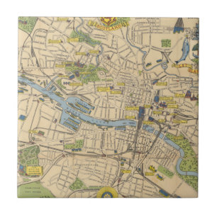Map of Glasgow, England Tile