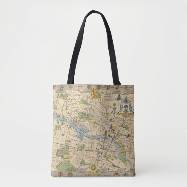 Map of Glasgow, England Tote Bag (Front)