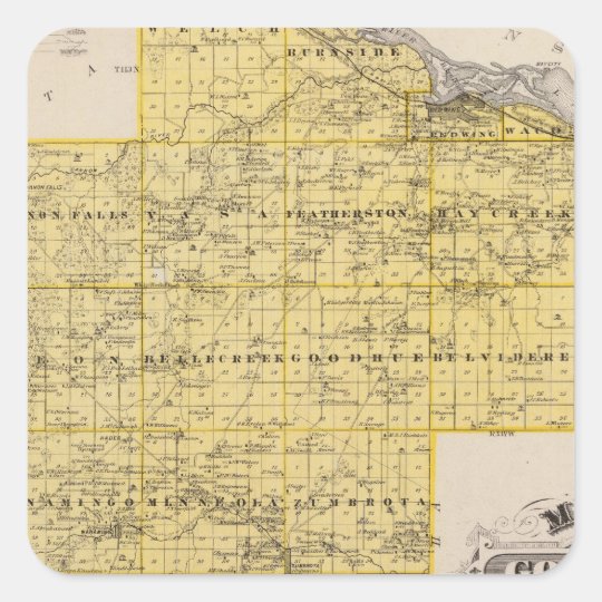 Map of Goodhue County, Minnesota Square Sticker Zazzle.co.uk