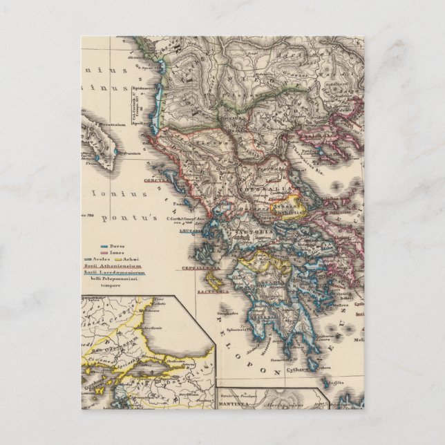 Map of Graecia, Macedonia, Thracia Postcard (Front)