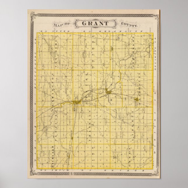 Map of Grant County Poster (Front)