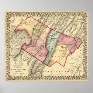 Map of Grant, Hardy counties Poster