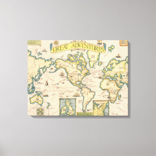 Map of Great Adventures Canvas Print