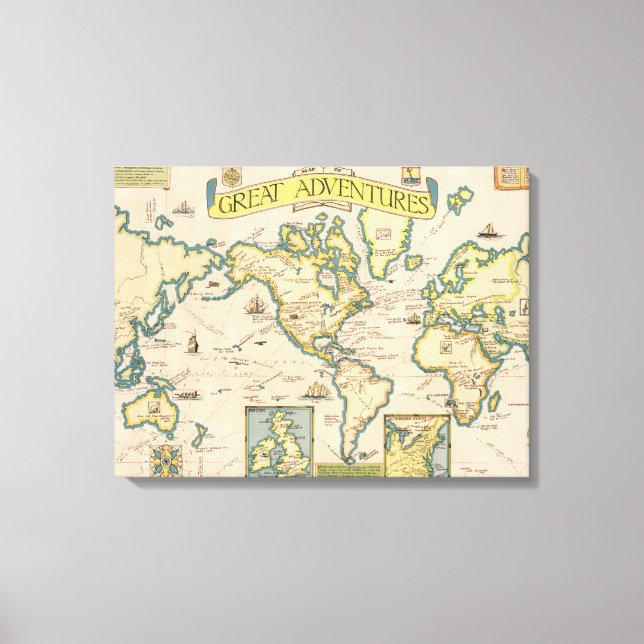 Map of Great Adventures Canvas Print (Front)