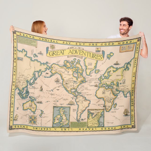 Map of Great Adventures Fleece Blanket (In Situ)