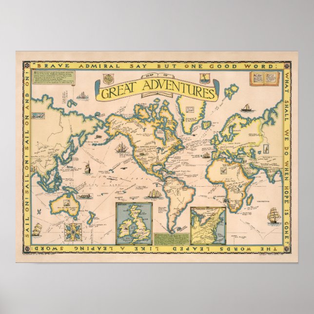 Map of Great Adventures Poster (Front)