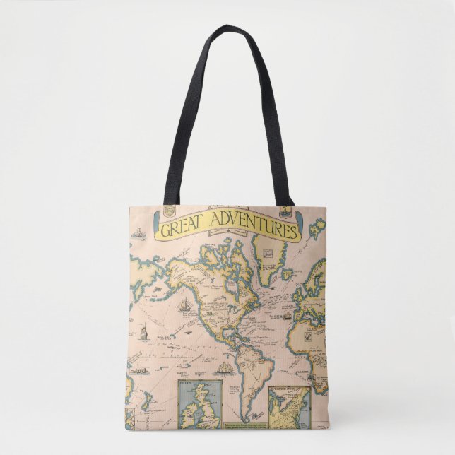Map of Great Adventures Tote Bag (Front)