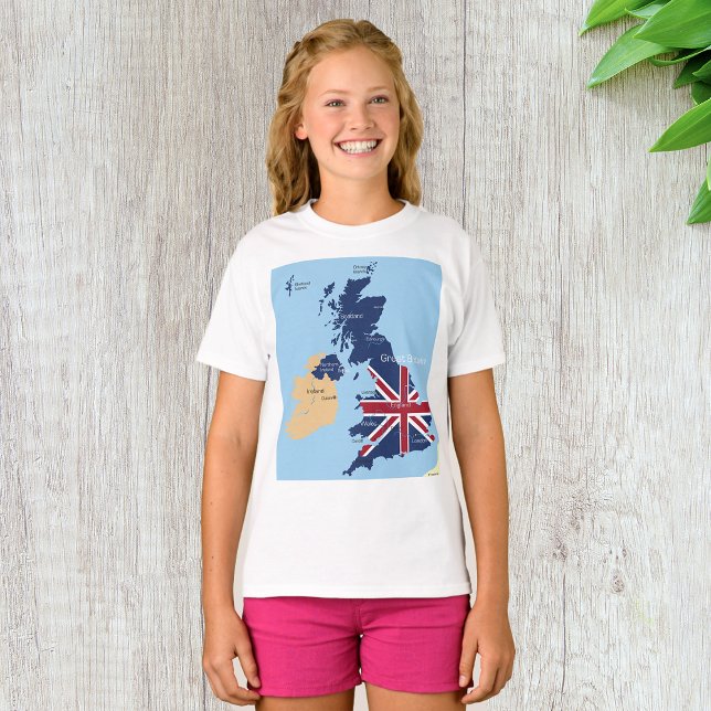 Map Of Great Britain Girls T-Shirt (Creator Uploaded)