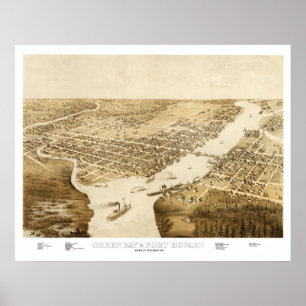 Map of Green Bay, Wisconsin from 1867 Poster