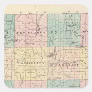 Map of Green County, State of Wisconsin Square Sticker