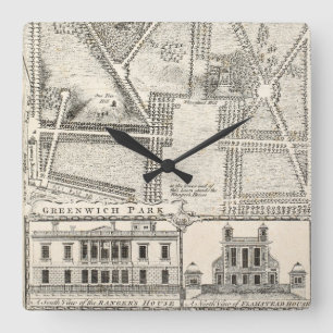 Map of Greenwich Park Square Wall Clock