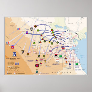 Map of Ground Operations of Operation Desert Storm Poster