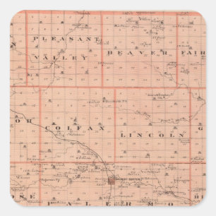 Map of Grundy County, State of Iowa Square Sticker