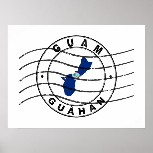 Map of Guam, Postal Passport Stamp Poster (Front)