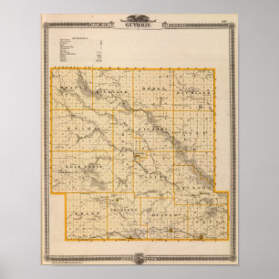 Map of Guthrie County, State of Iowa Poster