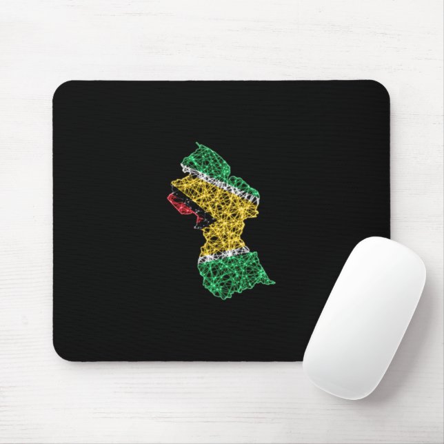 Map of Guyana, Polygonal mesh line map Mouse Mat (With Mouse)