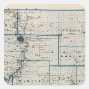 Map of Hamilton County, State of Iowa Square Sticker