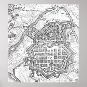 Map of Hanau, 1636 Poster