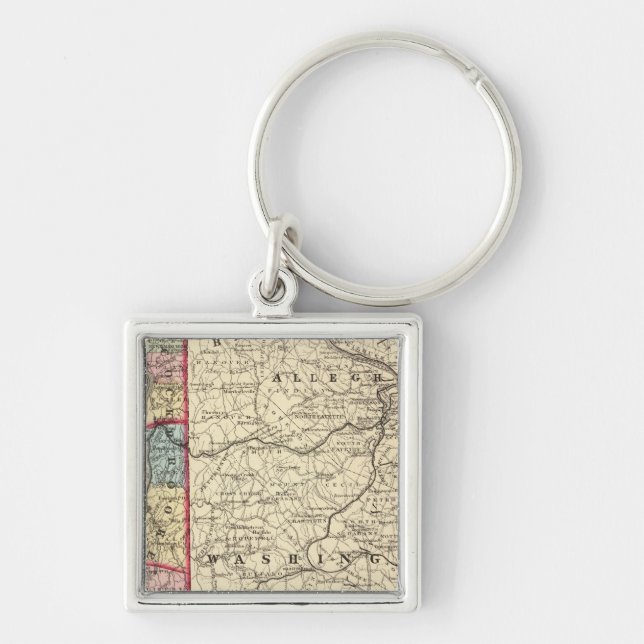 Map of Hancock, Brooke, Ohio, Marshall counties Key Ring (Front)