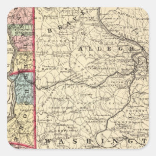 Map of Hancock, Brooke, Ohio, Marshall counties Square Sticker