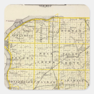 Map of Hancock County Square Sticker