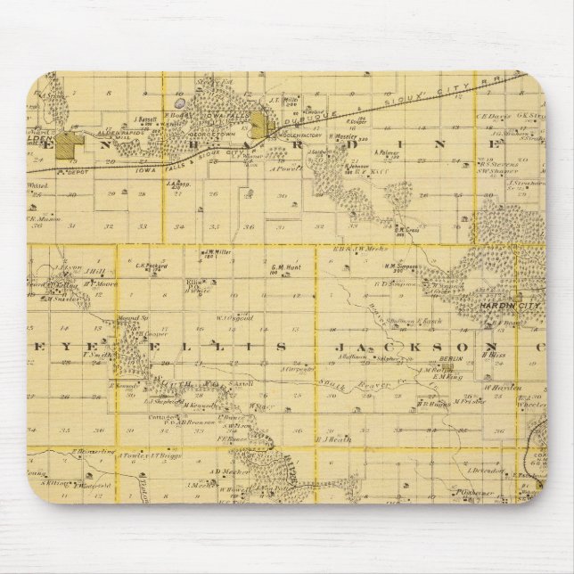 Map of Hardin County, State of Iowa Mouse Mat (Front)