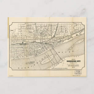 Map of Harrisburg City, Pennsylvania (1895) Postcard